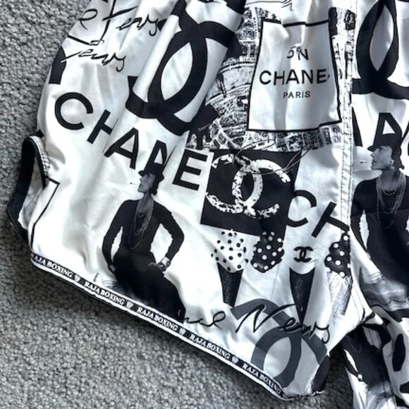 Raja Muay Thai Boxing Shorts in XL - Luxury Fashion House Print -Excellent Cond. - Picture 4 of 10